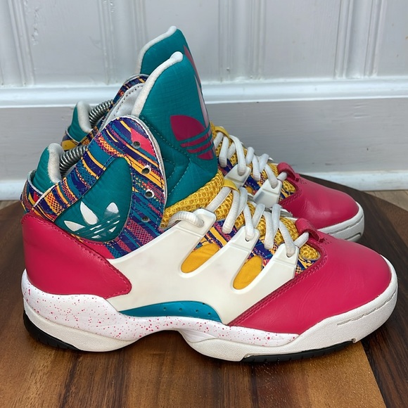 adidas Shoes - adidas Multicolor High-Top Athletic Sneakers — Pink, Teal, Yellow